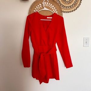 Long Sleeve Romper Red Sz Small